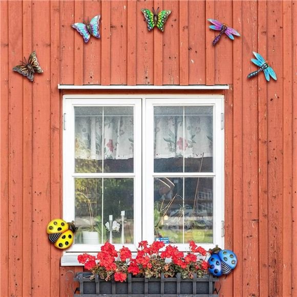 Metal Butterfly Wall Decor, 4 Butterflies and 4 Dragonfly, 4 Ladybugs Wall Decor - Picture 6 of 6